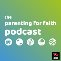 Text says Parenting for Faith podcast with five key tools symbols underneath